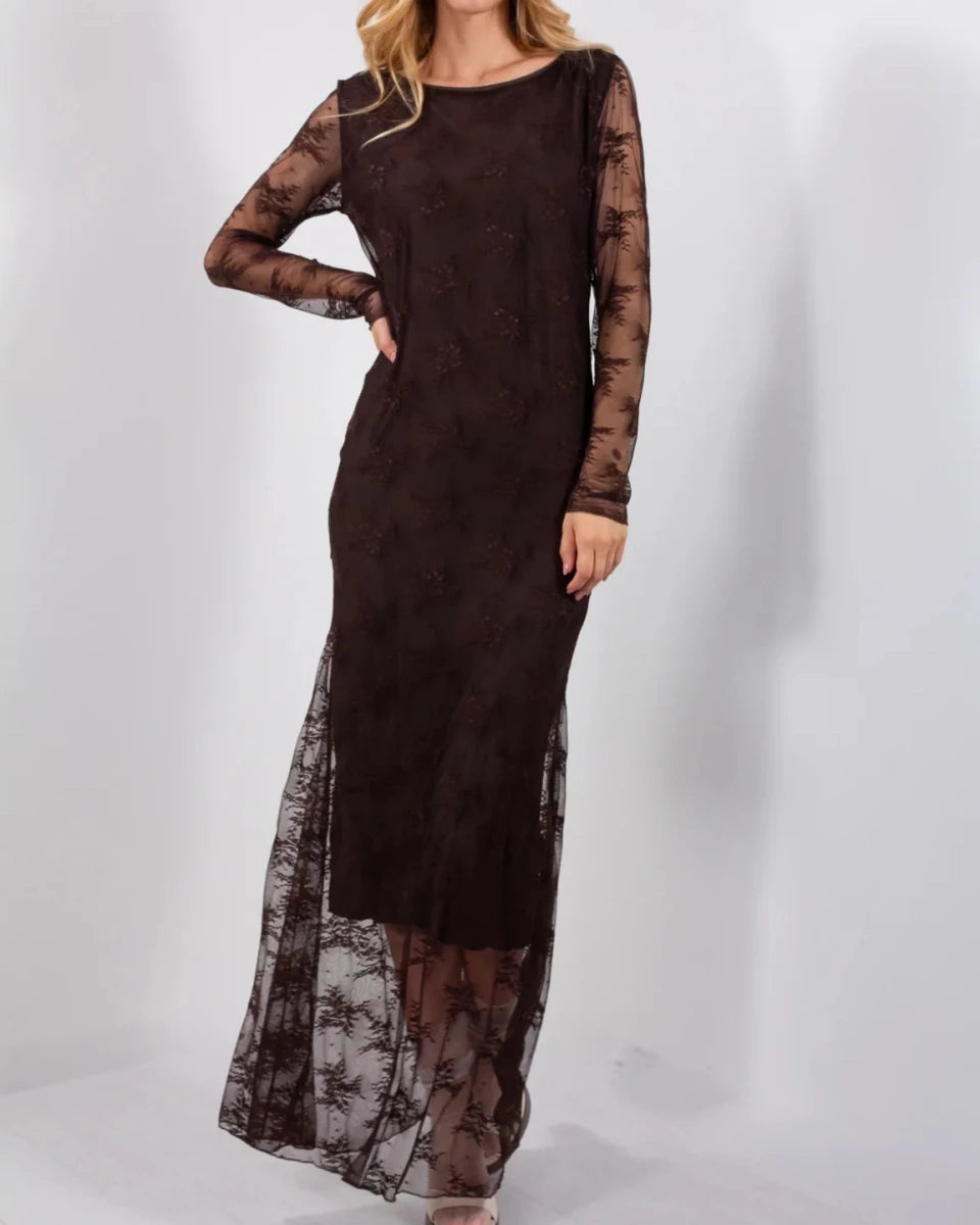 Abito Lungo in Pizzo Marrone - Urbanize
