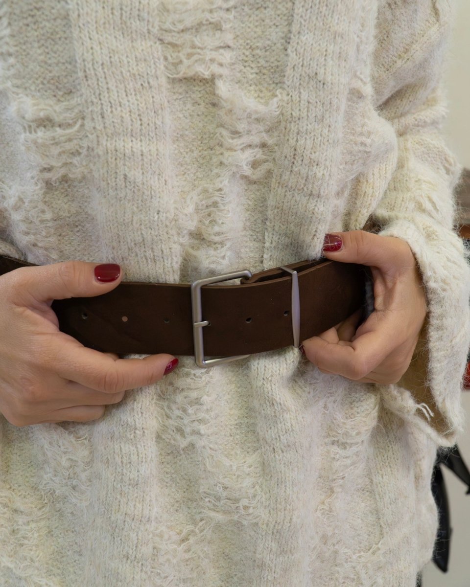 Maglione Grunge Bianco Sporco con Cintura - Urbanize