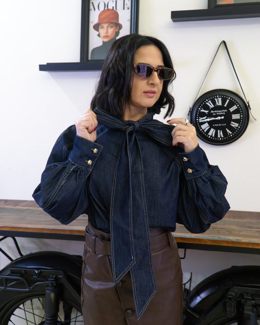 Camicia Denim con Cravattino