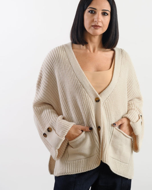 Cardigan in Maglia Beige - Urbanize