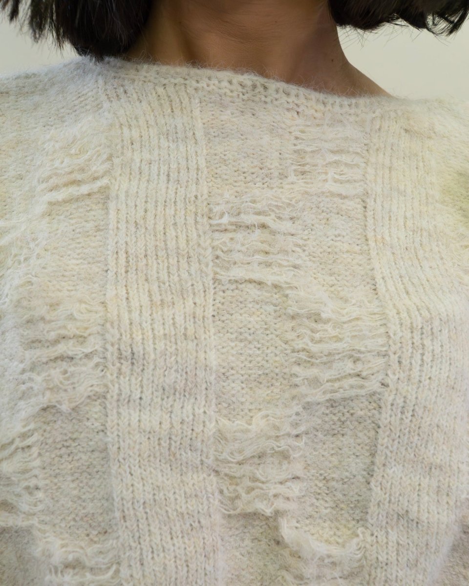 Maglione Grunge Bianco Sporco con Cintura - Urbanize