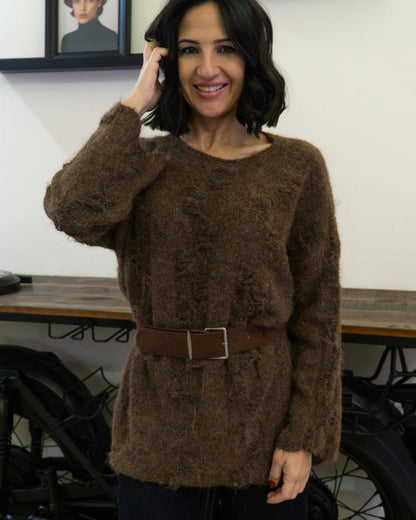 Maglione Grunge Marrone con Cintura - Urbanize