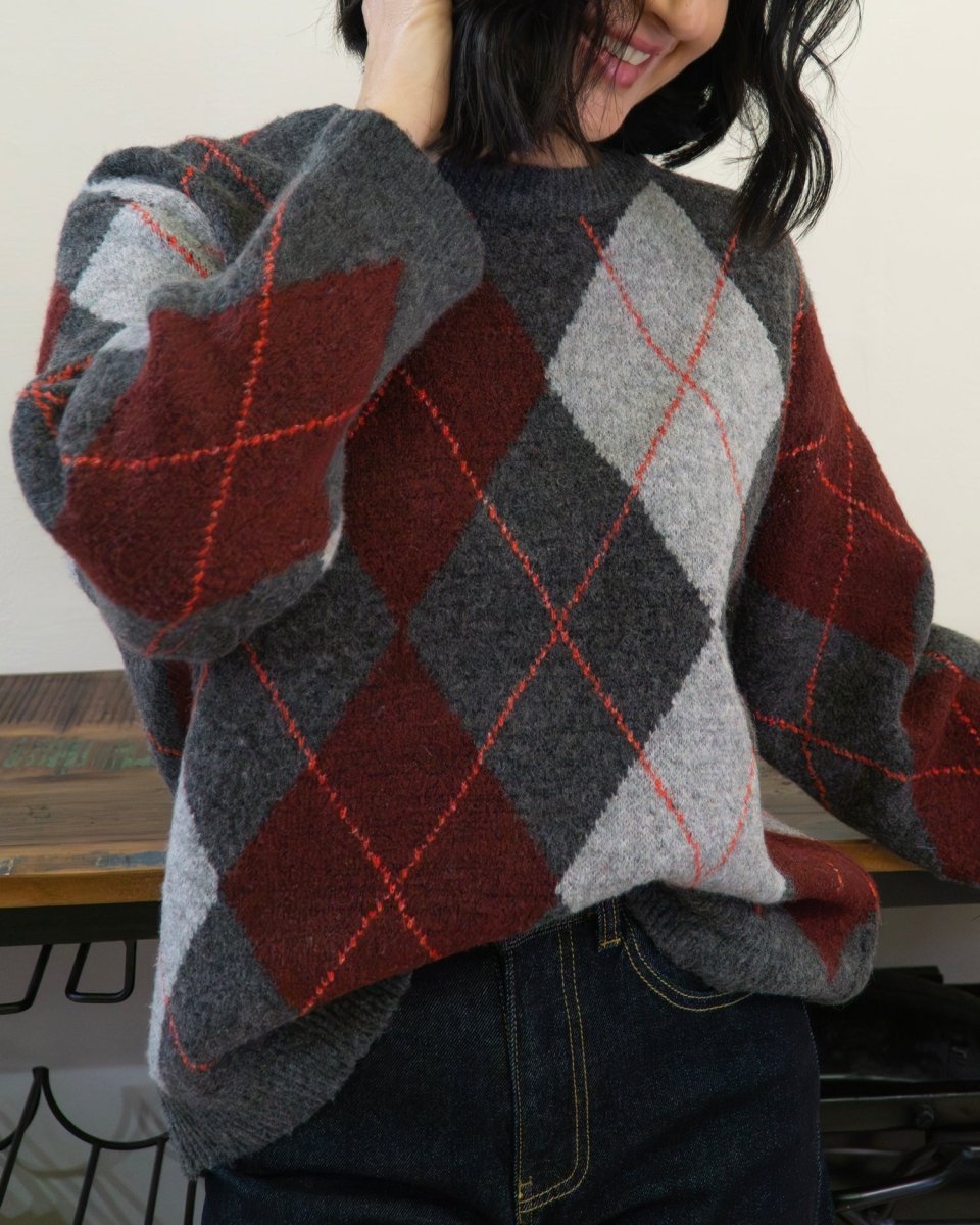 Maglione Rombi Grigio Bordeaux - Urbanize