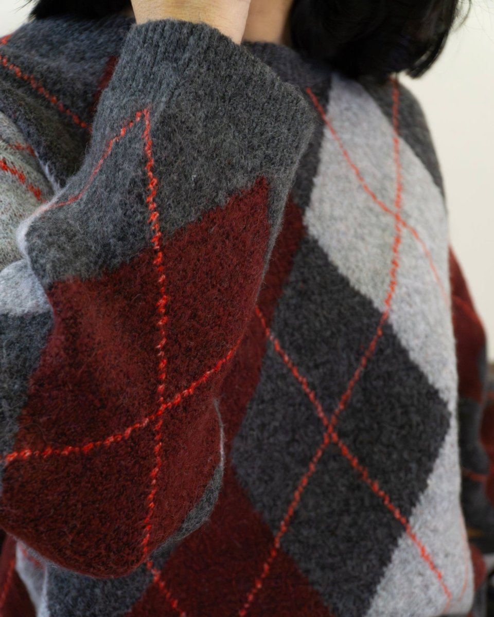 Maglione Rombi Grigio Bordeaux - Urbanize