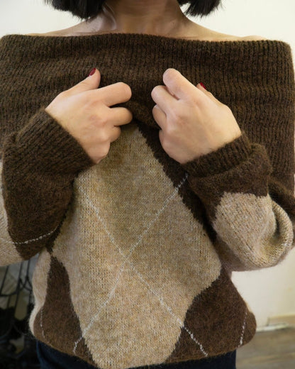 Maglione Rombi Marrone Beige - Urbanize