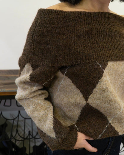 Maglione Rombi Marrone Beige - Urbanize