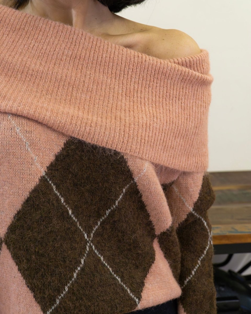 Maglione Rombi Marrone Salmone - Urbanize