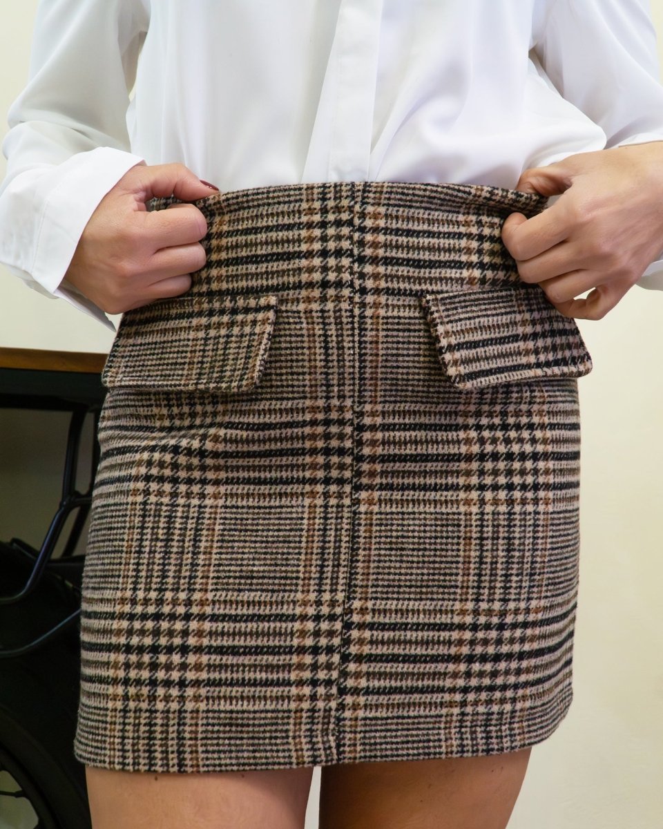 Mini Gonna in Tartan Marrone - Urbanize