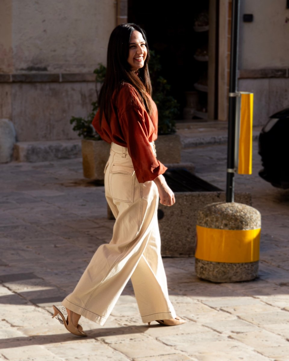 Pantalone in Denim Panna - Urbanize