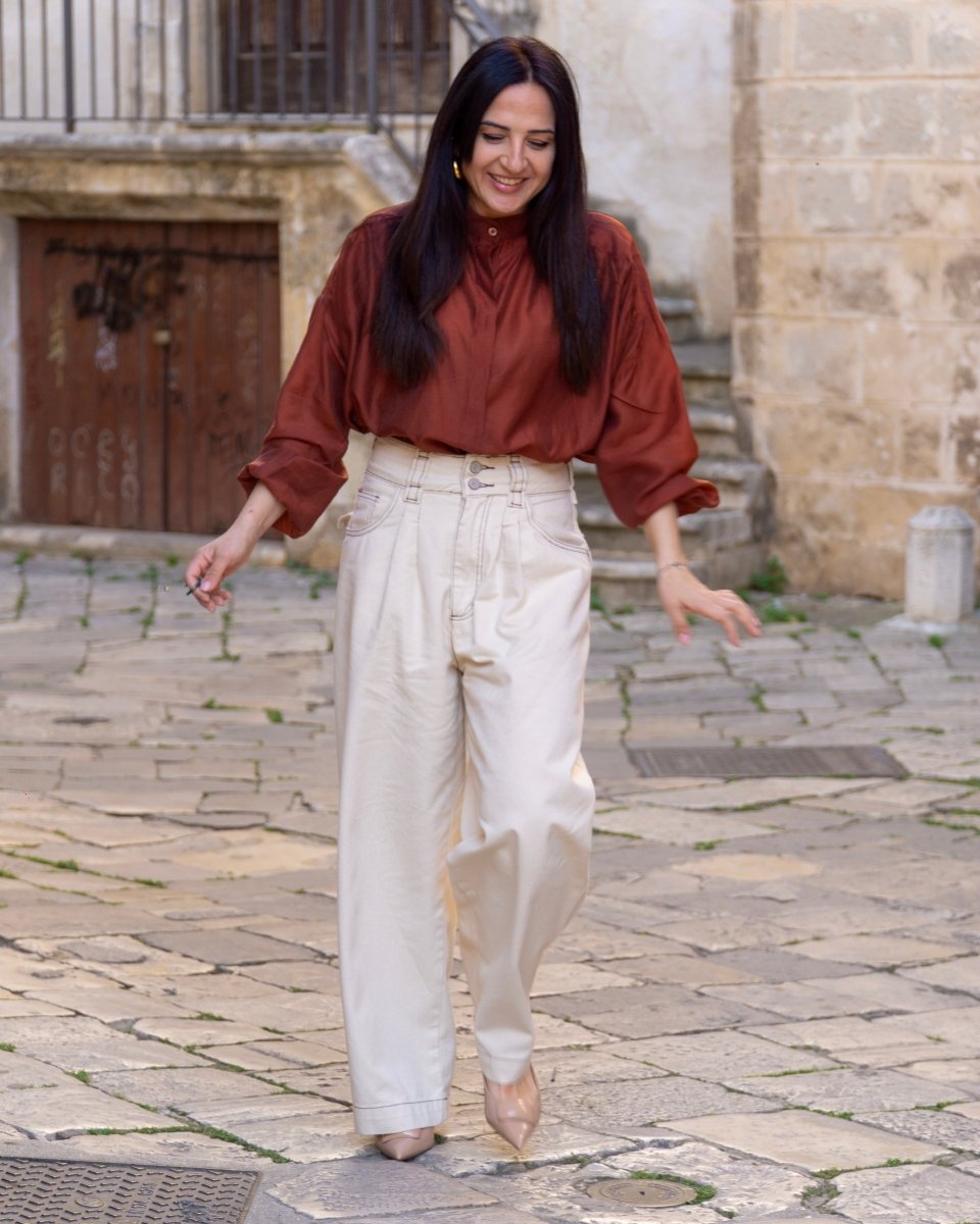 Pantalone in Denim Panna - Urbanize
